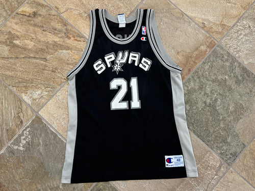 Vintage San Antonio Spurs Tim Duncan Champion Basketball Jersey, Size 48, XL