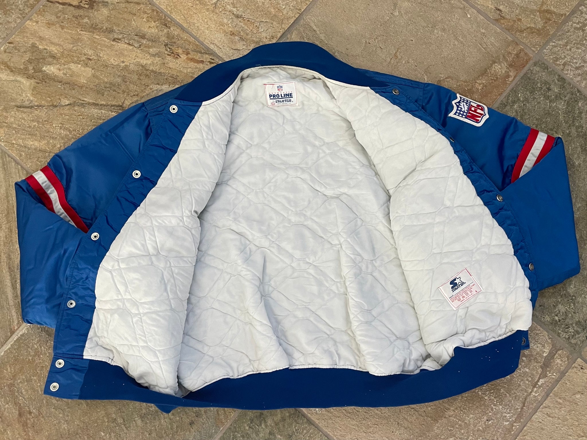 90's Buffalo Bills Custom Starter Satin NFL Bomber Jacket Size XL