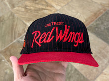 Load image into Gallery viewer, Vintage Detroit Red Wings Sports Specialties Script Pinstripe Snapback Hockey Hat