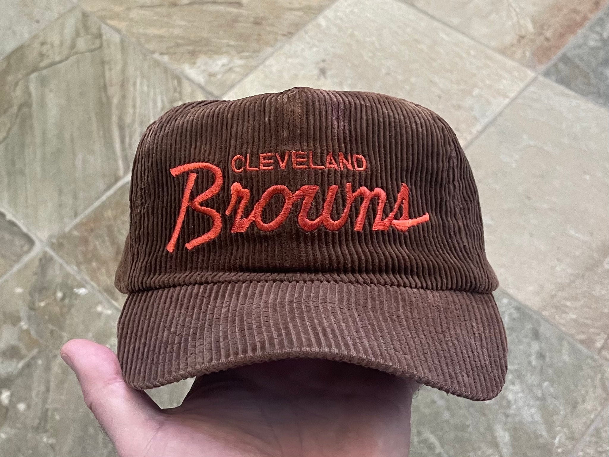 Vintage Cleveland Browns Sports Specialties Corduroy Script Football Hat