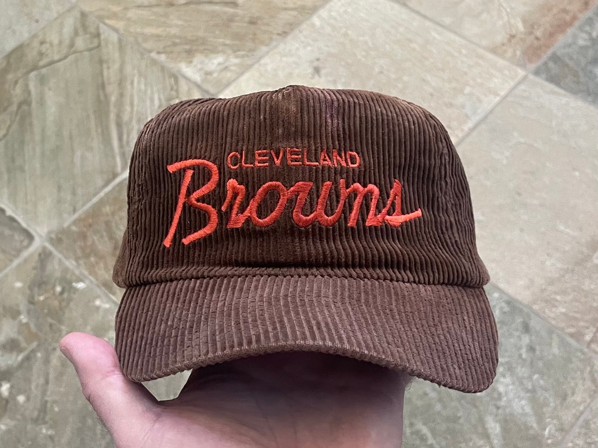 90's CLEVELAND BROWNS Corduroy Sports Specialties Script NFL Adjustable Hat