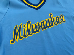 Vintage Milwaukee Brewers Sand Knit Baseball Jersey, Size Youth Medium, 8-10