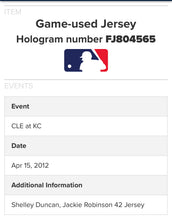Load image into Gallery viewer, Vintage Cleveland Indians Shelley Duncan Game Worn Jackie Robinson Baseball Jersey