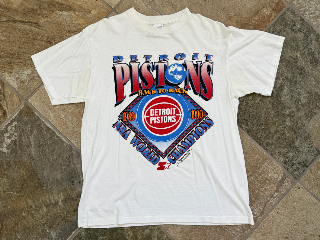 Vintage Detroit Pistons Starter 1990 NBA Champions Basketball TShirt, Size Large
