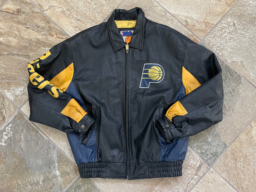 Vintage Indiana Pacers Carl Banks Leather Basketball Jacket, Size Large