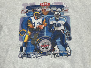 Vintage St. Louis Rams Tennessee Titans Super Bowl XXXIV Pro Player Football Sweatshirt, Size XXL