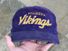 Load image into Gallery viewer, Vintage Minnesota Vikings Sports Specialties Script Corduroy Strapback Football Hat