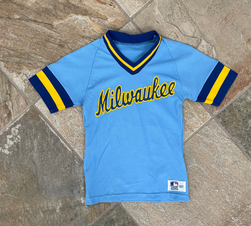 Vintage Milwaukee Brewers Sand Knit Baseball Jersey, Size Youth Small, 6-8