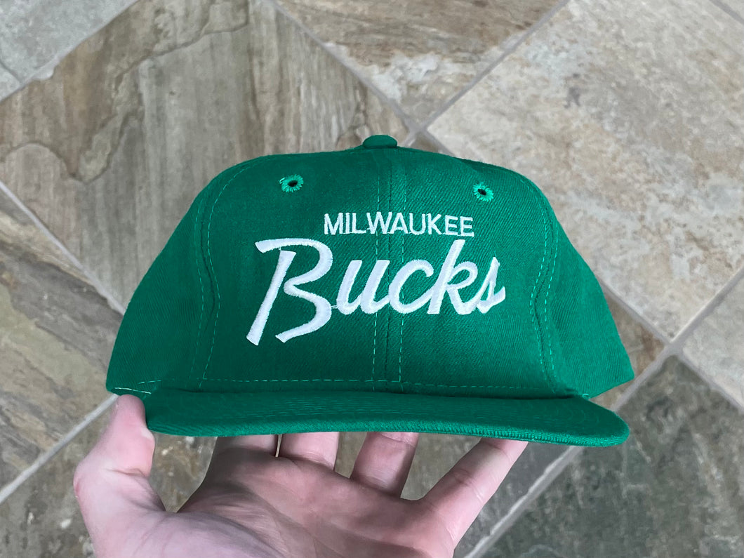 Vintage Milwaukee Bucks Sports Specialties Script Snapback Basketball Hat