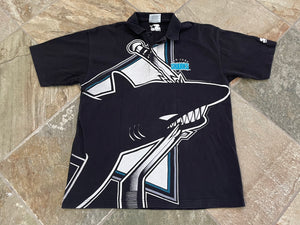 Vintage San Jose Sharks Starter Polo Hockey TShirt, Size Large