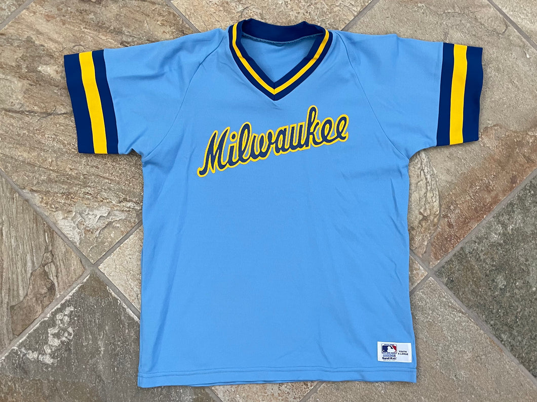 Vintage Milwaukee Brewers Sand Knit Baseball Jersey, Size Youth XL