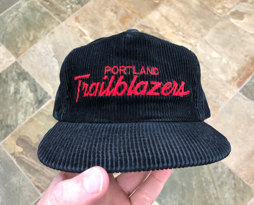 Vintage Portland Trailblazers Sports Specialties Corduroy Script Strapback SnapBack Basketball Hat