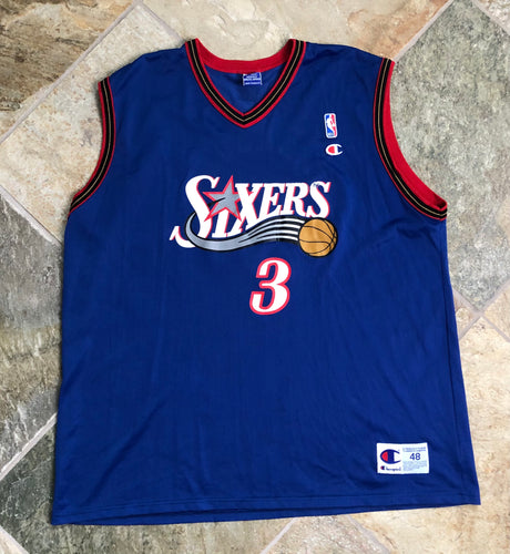Vintage Philadelphia 76ers Allen Iverson Champion Basketball Jersey, Size 48, XL