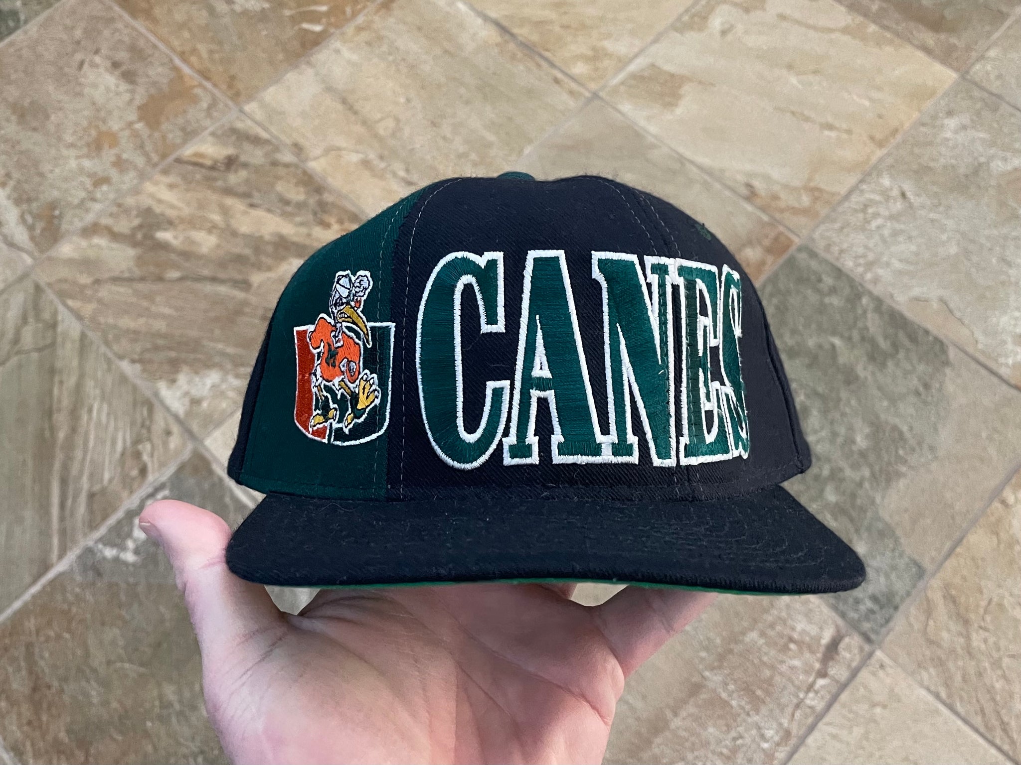 Vintage NCAA Miami Hurricanes Spellout Big Print Snapback Hat