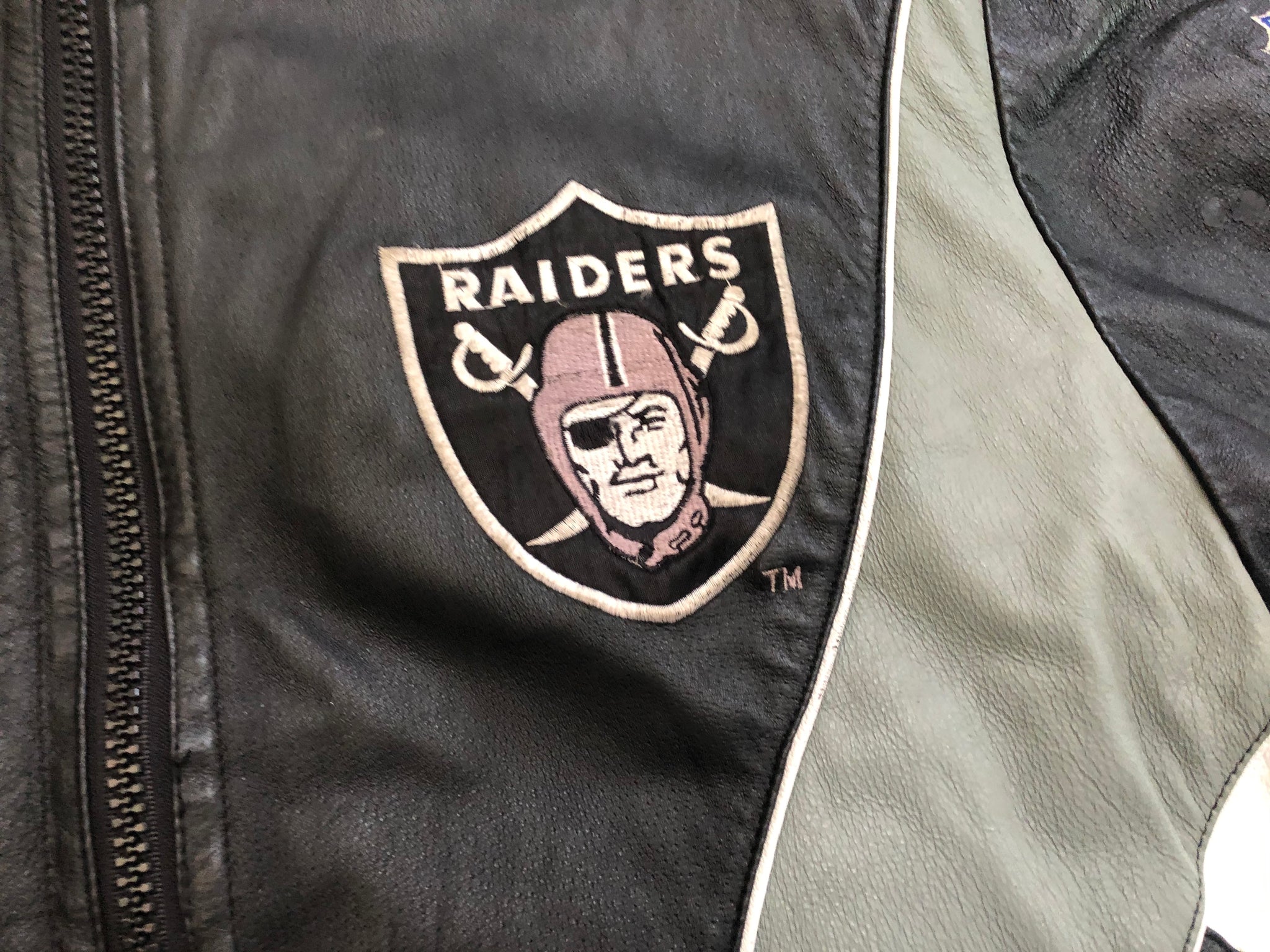 VINTAGE NFL OAKLAND Raiders Pro Player L Full Zip Jacket 90s Rare