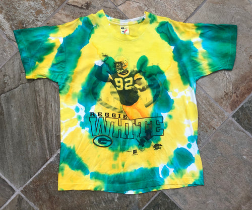 Vintage Green Bay Packers Reggie White Tie Dye Football Tshirt, Size XL