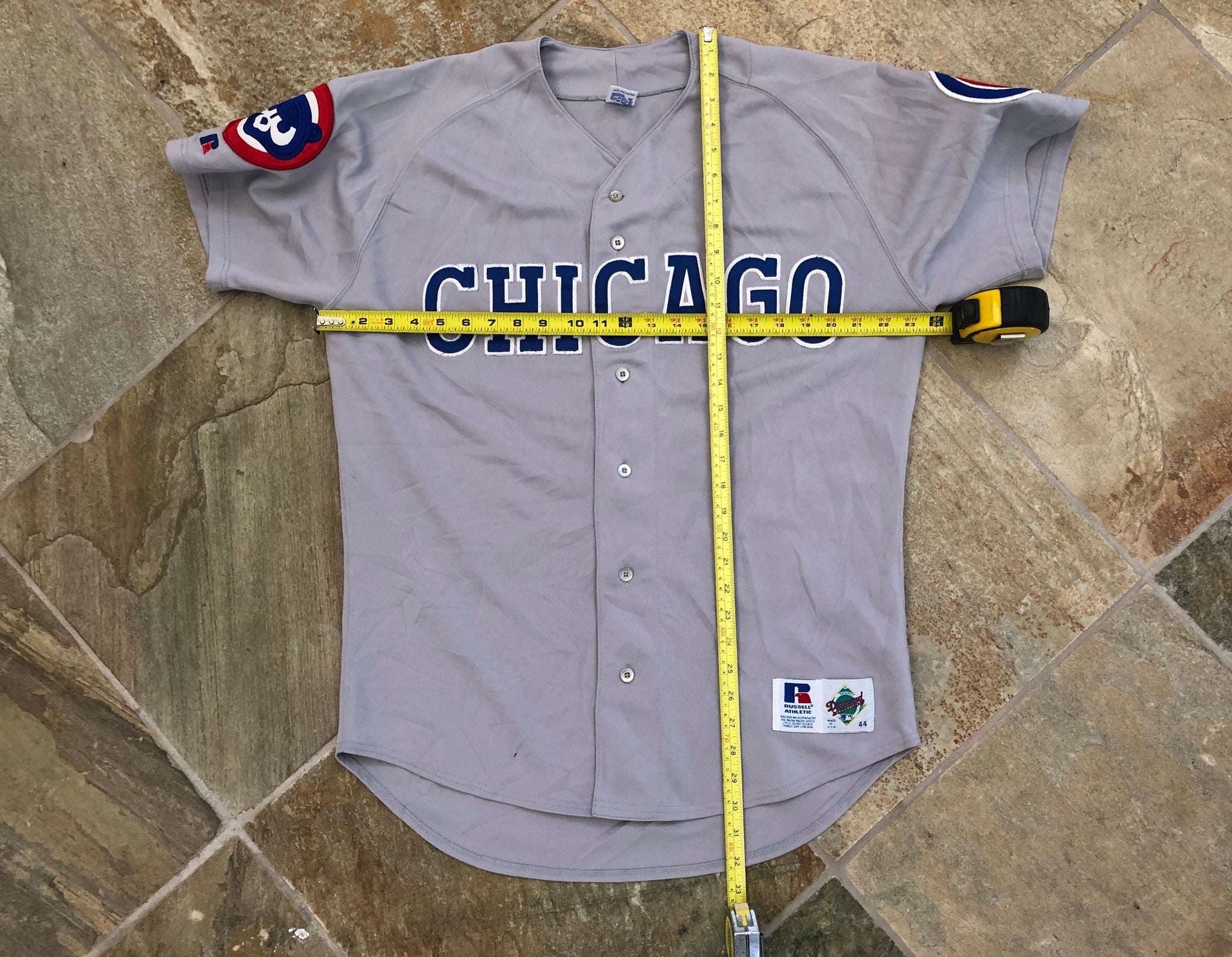 Original Authentic Russell Chicago Cubs Cuba Blank Road Jersey 48