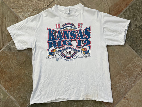 Vintage Kansas Jayhawks 1997 Big 12 Champions College Tshirt, Size Large