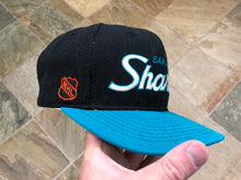 Load image into Gallery viewer, Vintage San Jose Sharks Sports Specialties Script SnapBack Hockey Hat.