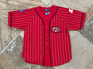 Vintage San Francisco 49ers Starter Pin Stripe Football Jersey, Size Youth Medium, 8-10