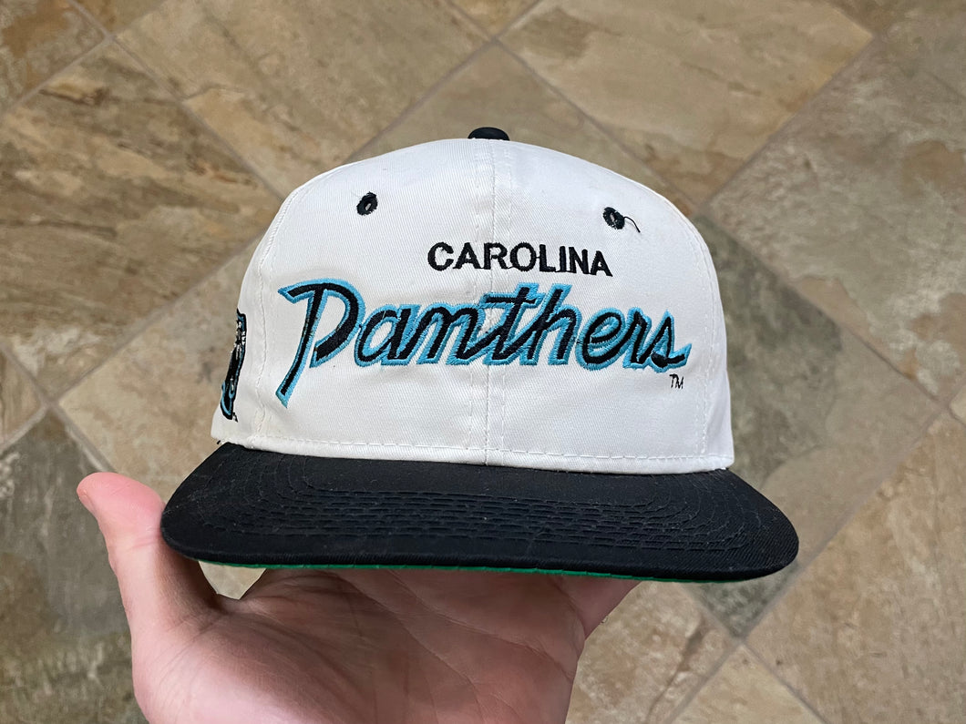 Vtg Carolina Panthers Sports Specialties Wool Side Wave Script Snapback Hat  90s