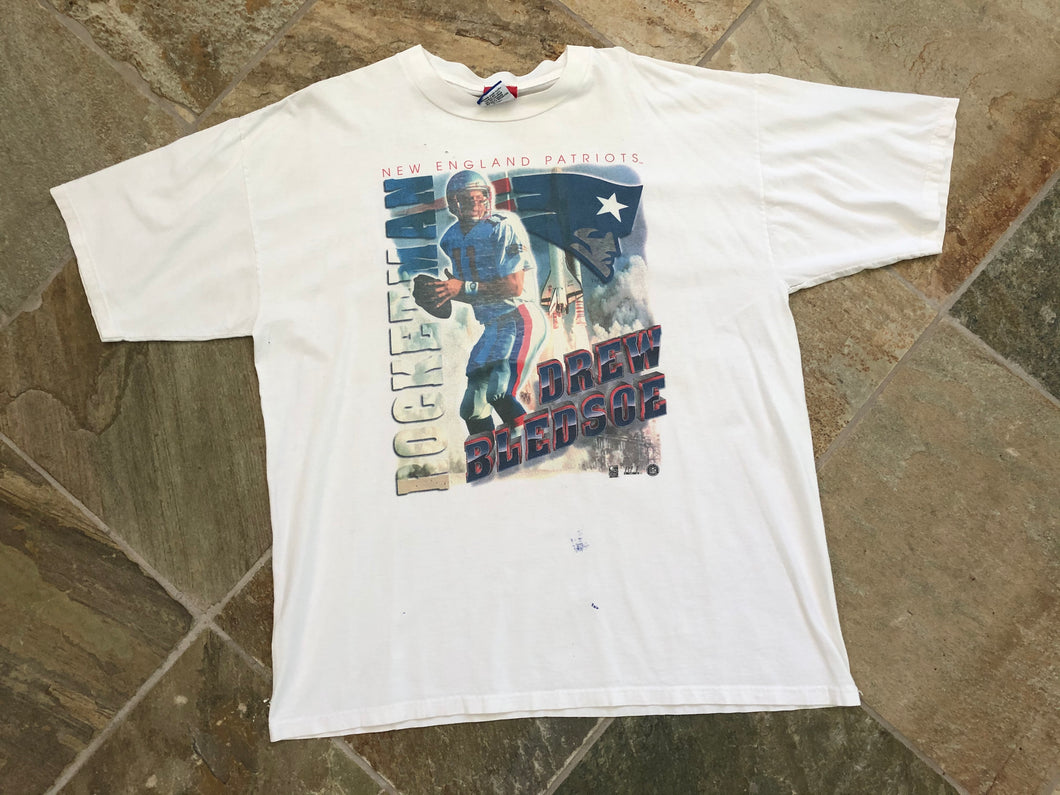 Vintage New England Patriots Drew Bledsoe Football Tshirt, Size XL