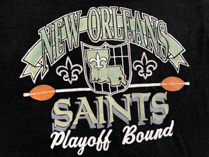 Vintage New Orleans Saints Logo 7 1987 Playoffs Football Tshirt, Size Large