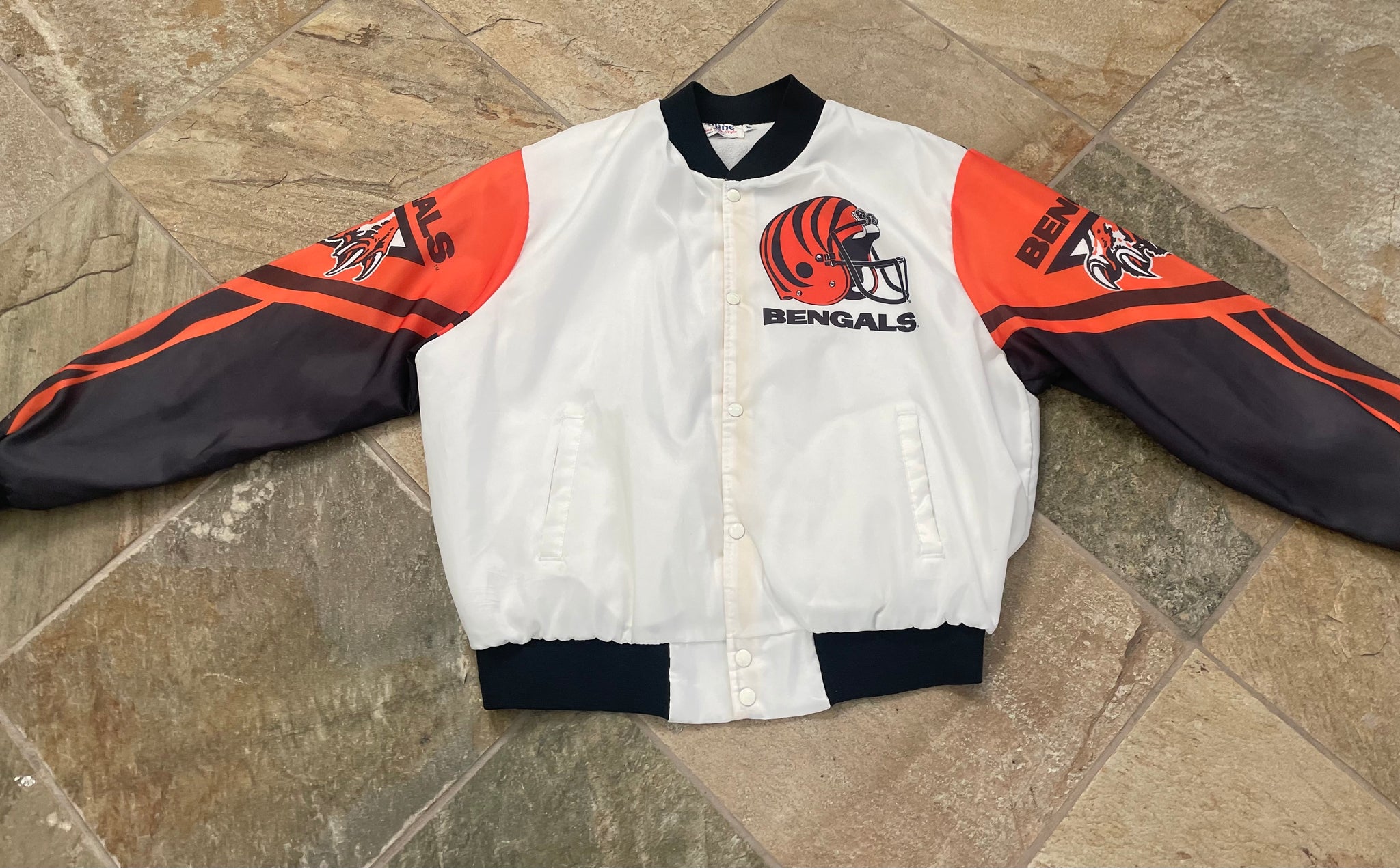 Vintage Cincinnati Bengals Chalk Line Fanimation All Over Print Jacket Mens  L