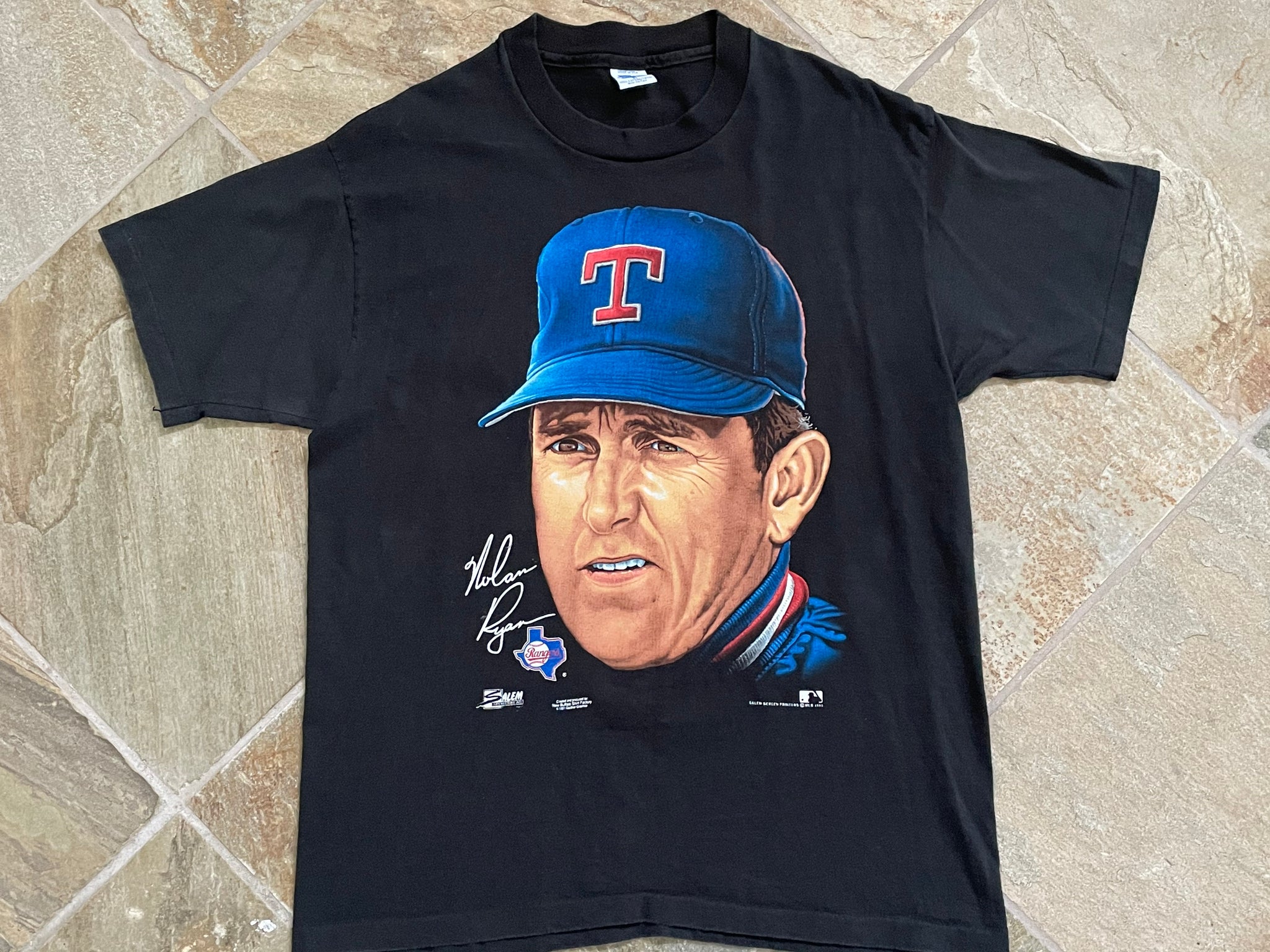 VINTAGE NOLAN RYAN TEXAS RANGERS ARTIST SERIES T-SHIRT BY SALEM SPORTSWEAR