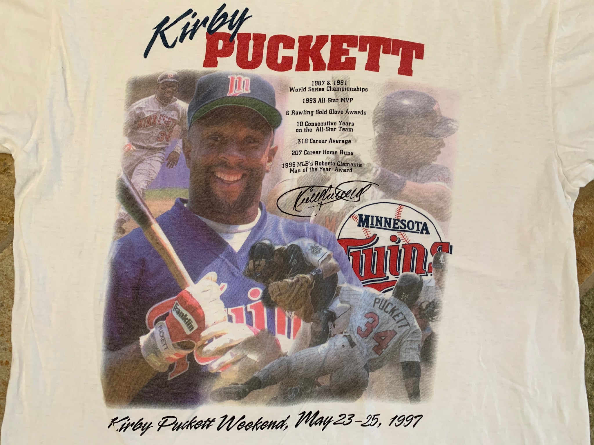1991 Kirby Puckett Minnesota Twins Salem Big Face MLB T Shirt Size