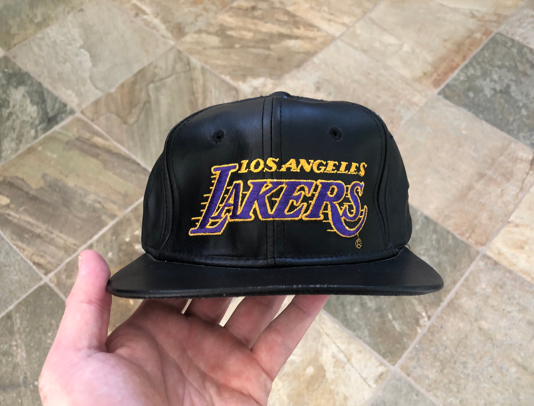 Vintage Los Angeles Lakers Sports Specialties Script Leather Basketball Hat