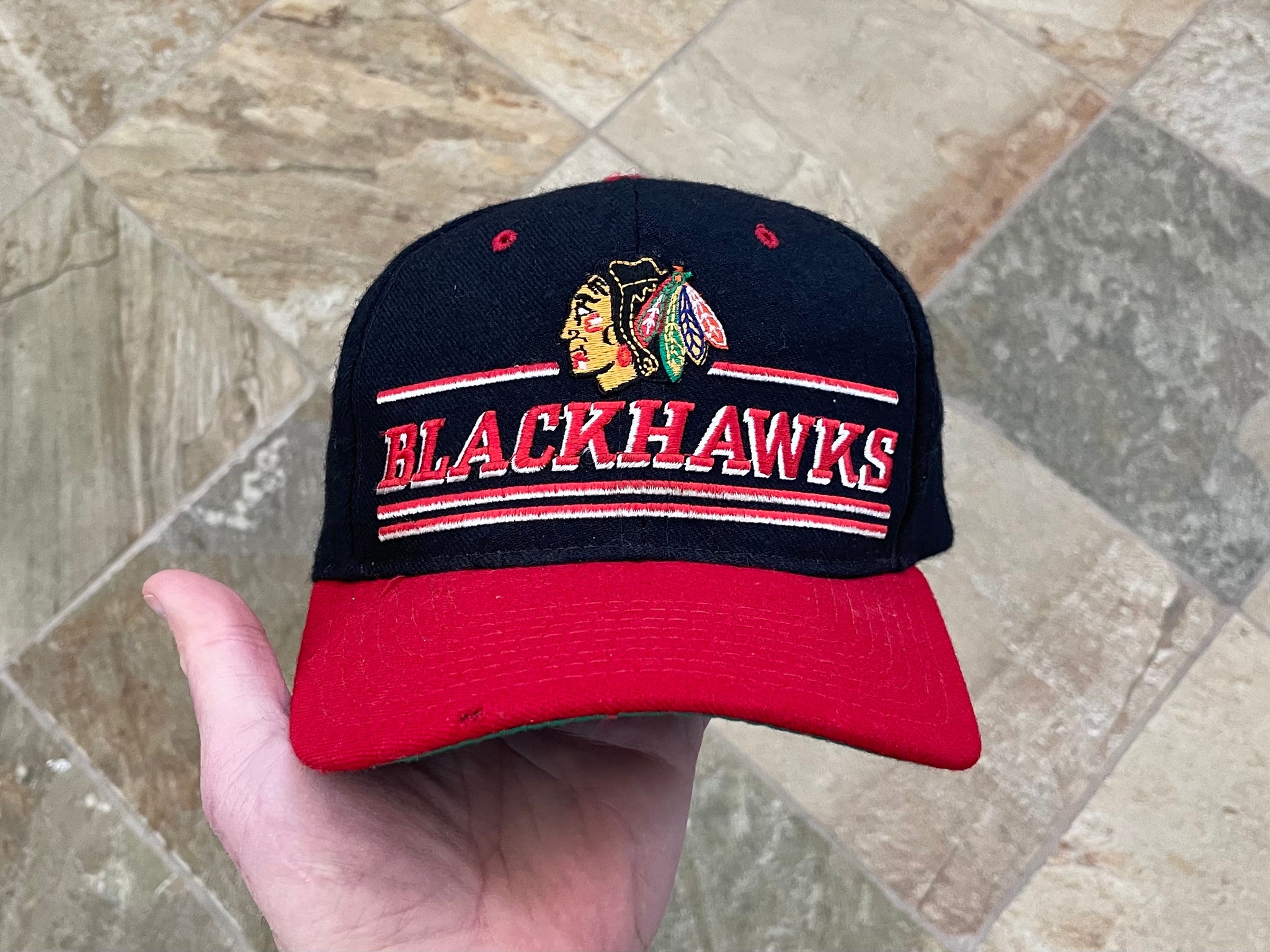 RARE Vintage 90s Chicago Blackhawks Starter Arch Snapback Hat Cap