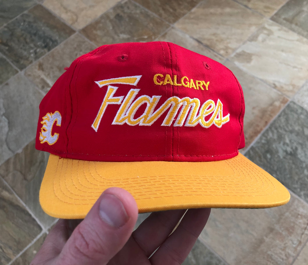 Vintage Calgary Flames Sports Specialties Script Snapback Hockey Hat