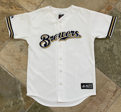 Vintage Milwaukee Brewers Majestic Baseball Jersey, Size Youth Large, 12-14