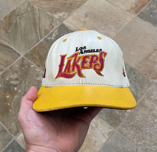 Vintage Los Angeles Lakers Leather Snapback Basketball Hat