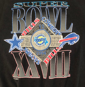 Vintage Super Bowl 28 Buffalo Bills Dallas Cowboys Football Sweatshirt, Size XL