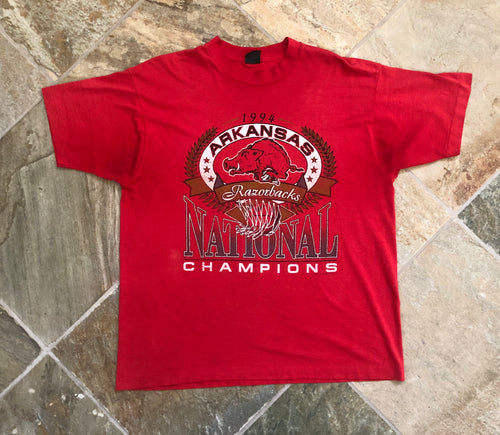 Vintage Arkansas Razorbacks National Champions College Basketball Tshirt, Size XL