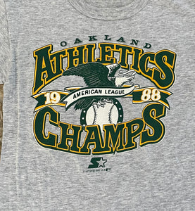 Vintage Oakland Athletics Starter 1988 Champs Starter Baseball TShirt, size Medium