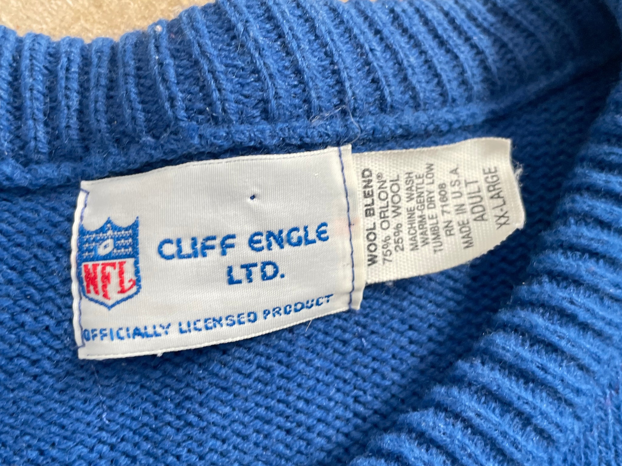 Vintage Cliff Engle LTD. NY Giants V-Neck Sweater Adult Large 80's NFL  Apparel