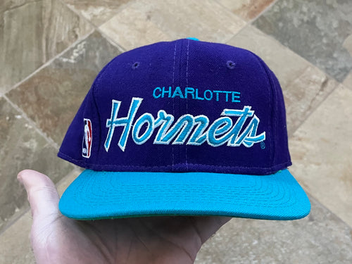 Vintage Charlotte Hornets Sports Specialties Script Fitted Basketball Hat, Size 7 1/4