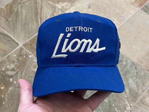 Vintage Detroit Lions Sports Specialties Script Snapback Football Hat