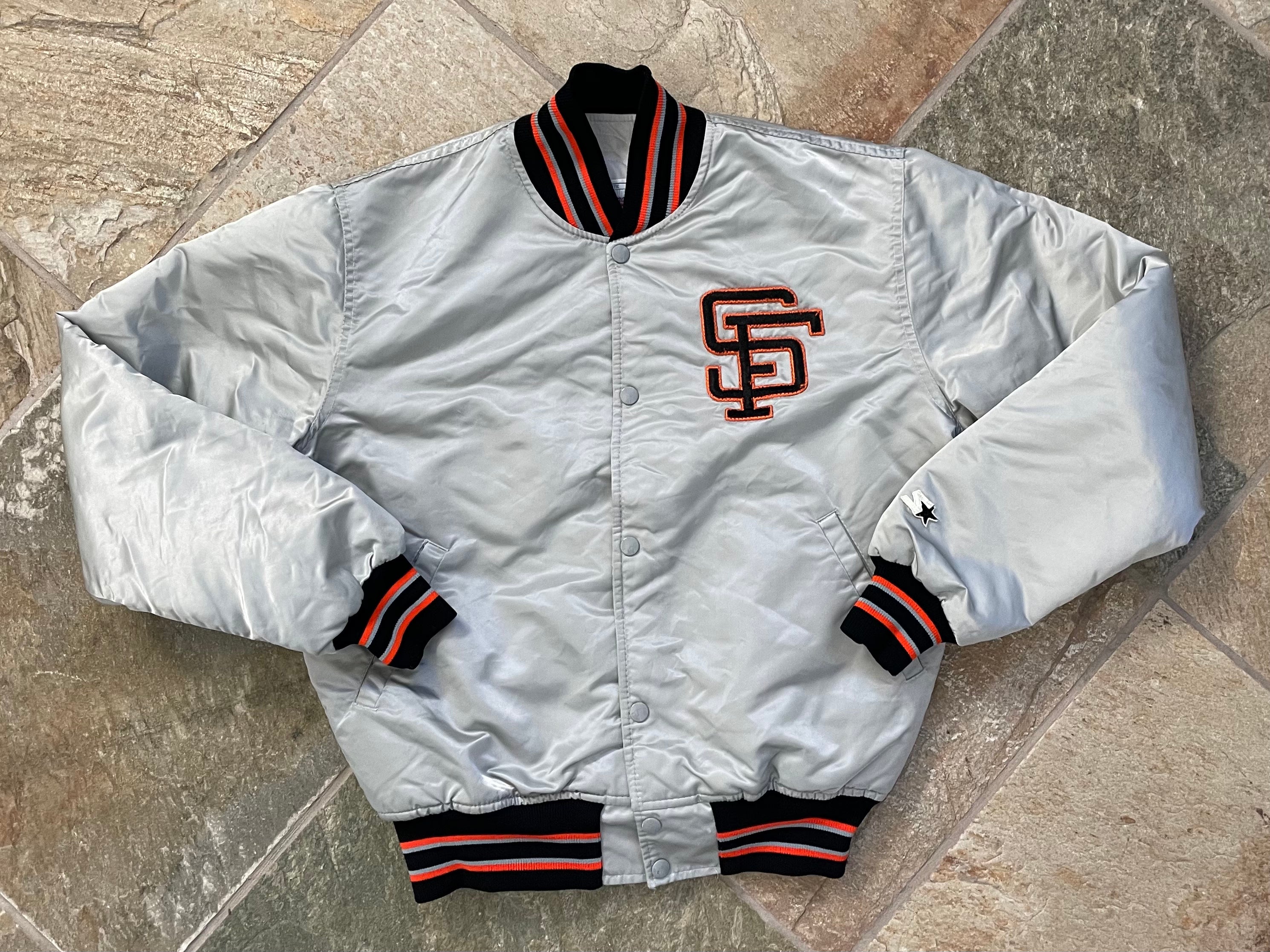 Baseball Style Jacket – Satin – Sf Giants – Embroidered Player Design