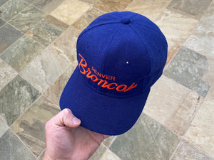 Vintage 90s Denver Broncos Snapback Hat Sports Specialties Script Cap Blue