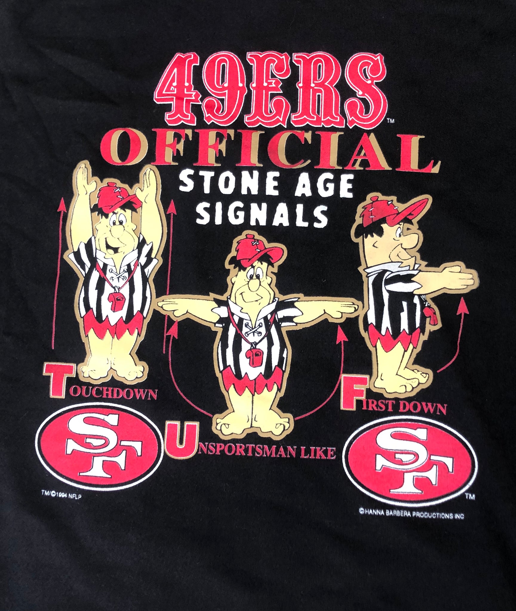 Vintage 1994 San Francisco 49ers The Flintstones T Shirt Size Large NFL