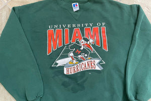 Vintage Miami Hurricanes Russell Athletic College Sweatshirt, Size Large
