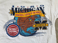 Load image into Gallery viewer, Vintage Michigan Wolverines Detroit Pistons Nutmeg College Basketball Tshirt, Size Large