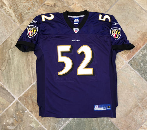 Vintage Baltimore Ravens Ray Lewis Reebok Authentic Football Jersey, Size 48, XL