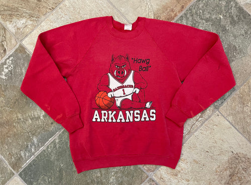 Vintage Arkansas Razorbacks Basketball College Sweatshirt, Size Large