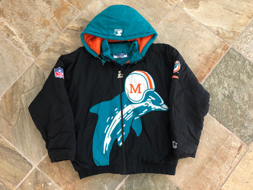 Vintage Miami Dolphins Big Logo Starter Parka Football Jacket, Size Large
