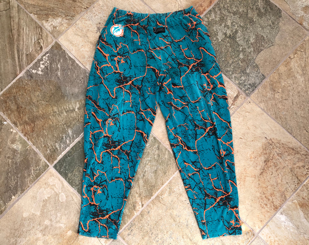 Vtg 90`s Miami Dolphins Zubaz Pants NFL Lightning Paint Splatter